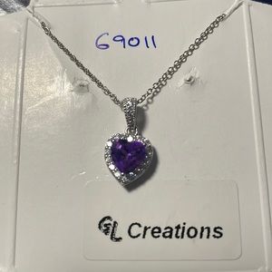 NWT GL Creations necklace Genuine Amethyst heart shaped pendant